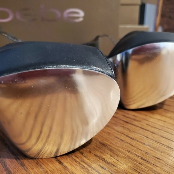 bebe Lucie black leather high heels NIB! - Picture 2 of 5